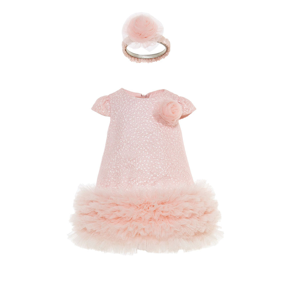 Pamina svečani komplet za bebe devojčice haljina+ukras za kosu roze L030042PR