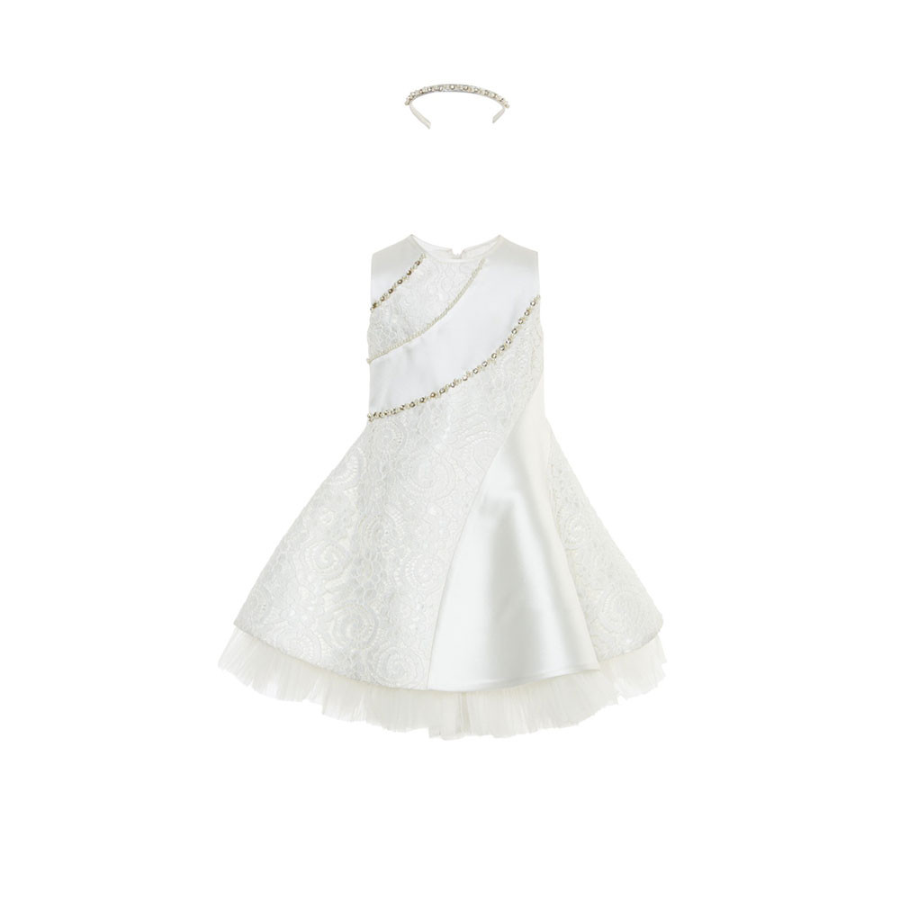 Pamina svečani komplet za devojčice haljina+ukras za kosu bela L030070PR