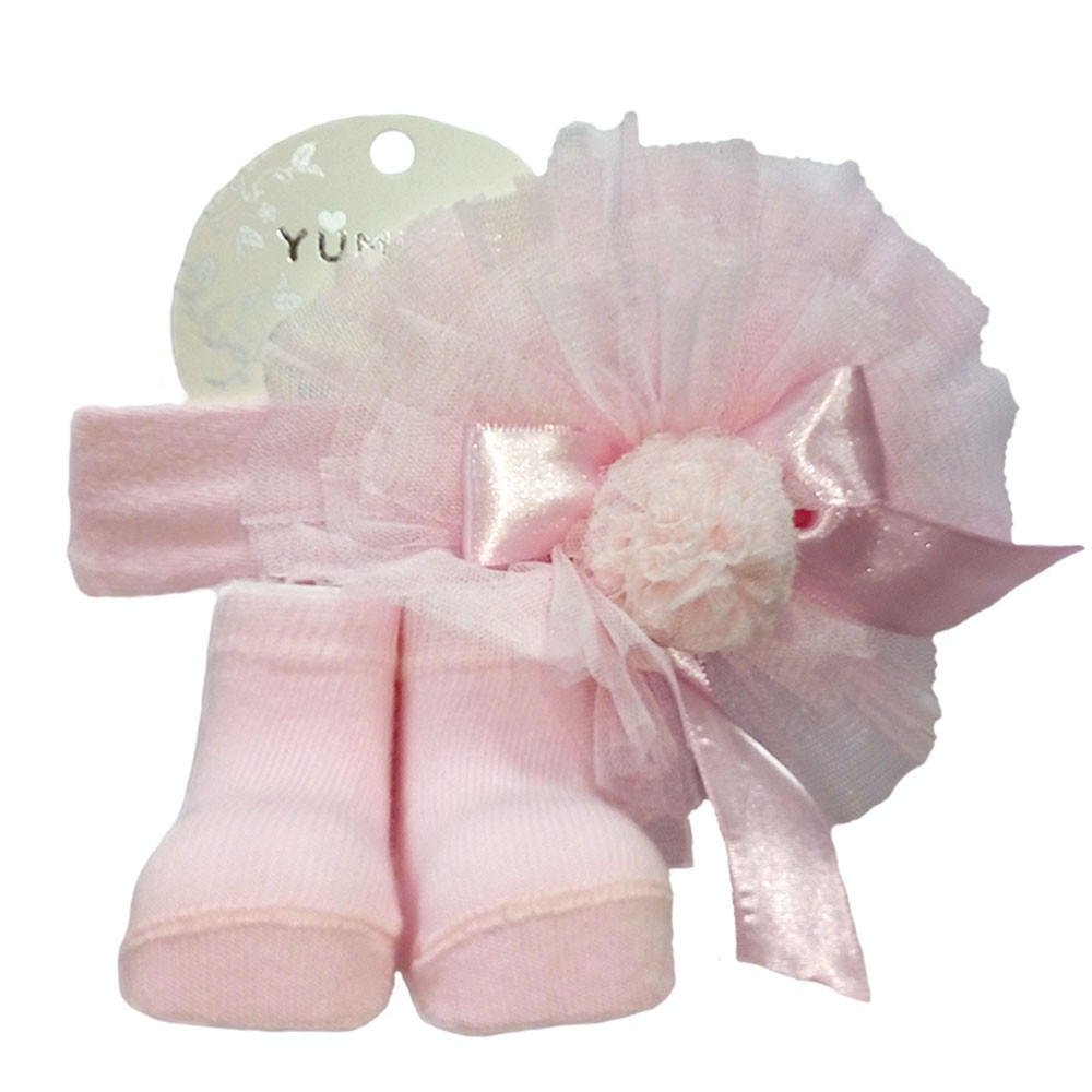 Yumese komplet za bebe traka+čarape BT4762 roze
