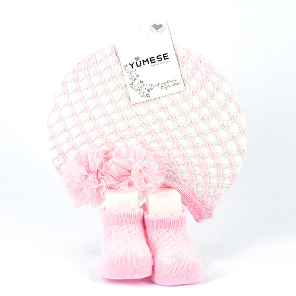 Yumese komplet za bebe kapa+čarape ST4316_roze